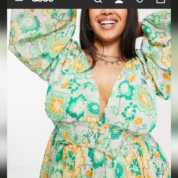 ASOS Curve Orange and Green Maxi Dress - Picture 3 of 4